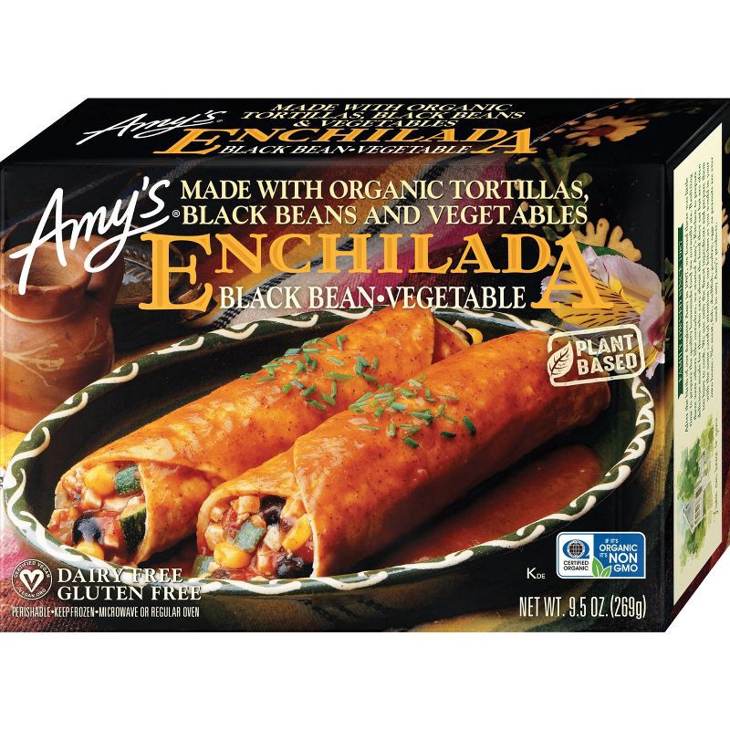 slide 1 of 4, Amy's Gluten Free and Vegan Frozen Black Bean & Vegetable Enchilada - 9.5oz, 9.5 oz