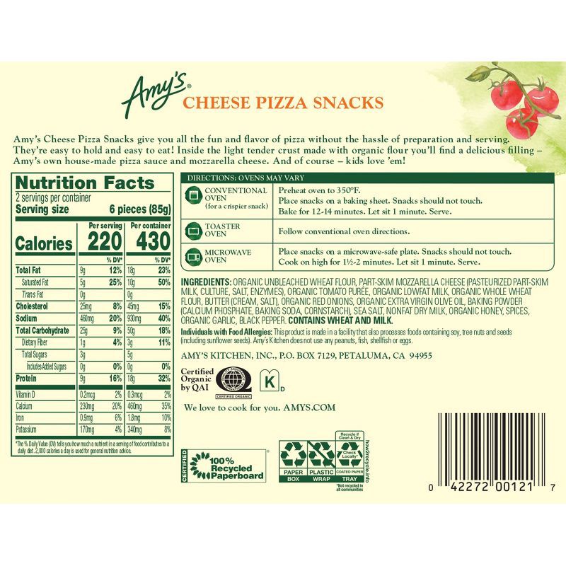 slide 3 of 4, Amy's Frozen Frozen Cheese Pizza Snacks - 6oz, 6 oz