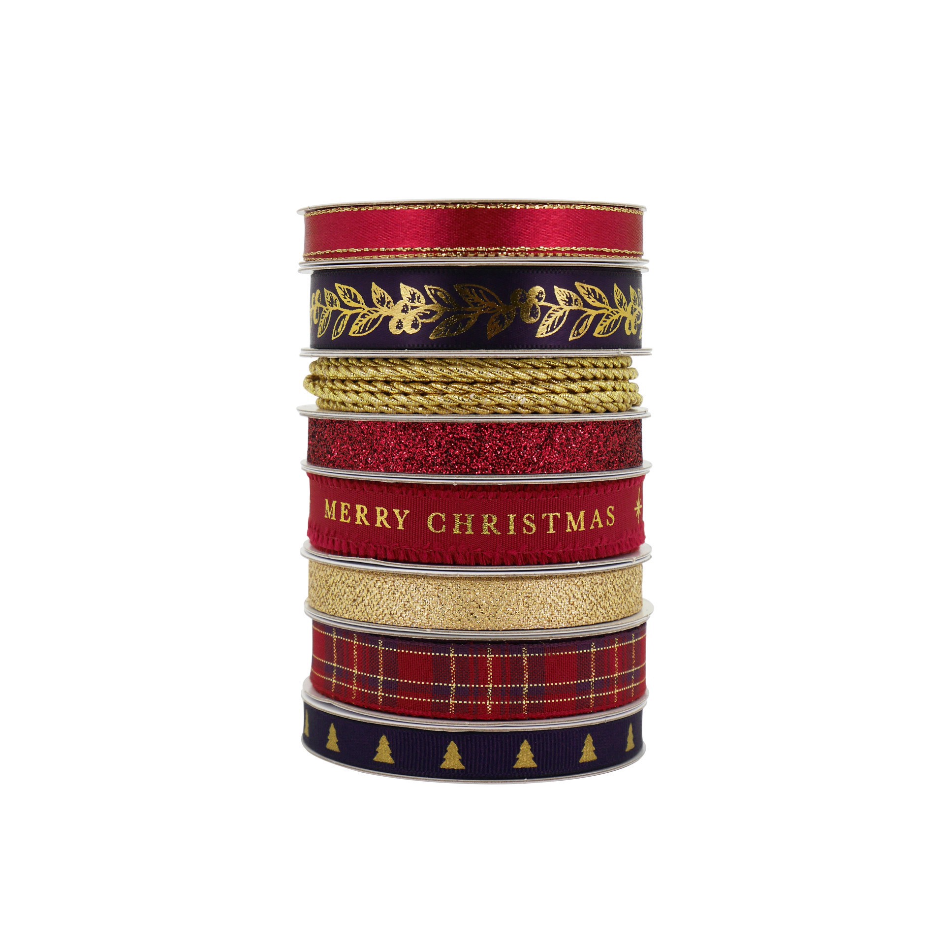 slide 3 of 3, Burgundy Christmas Value Pack Ribbon By Celebrate It, 8 ft