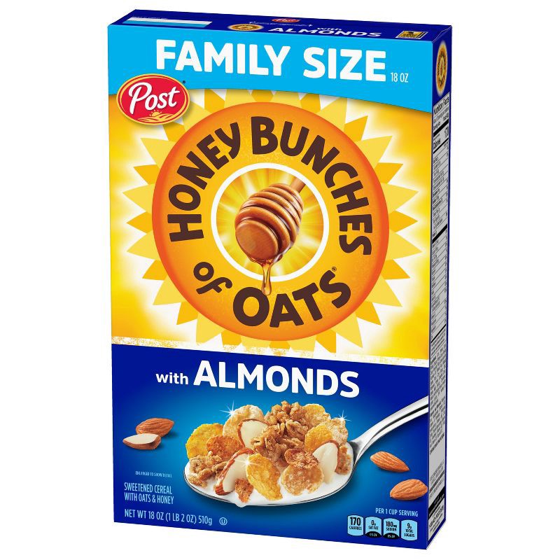 slide 9 of 12, Honey Bunches of Oats Honey Bunches With Almonds Breakfast Cereal - 18oz - Post, 18 oz