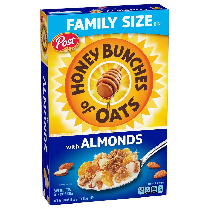 slide 10 of 12, Honey Bunches of Oats Honey Bunches With Almonds Breakfast Cereal - 18oz - Post, 18 oz