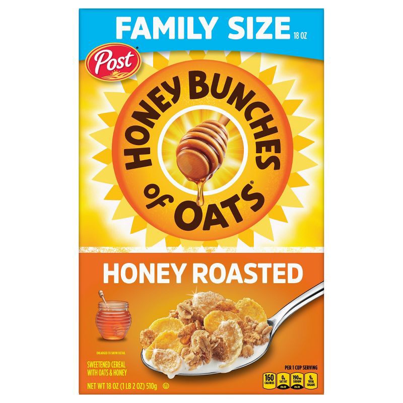 slide 2 of 12, Honey Bunches of Oats Honey Roasted Oat Breakfast Cereal - 18oz - Post, 18 oz