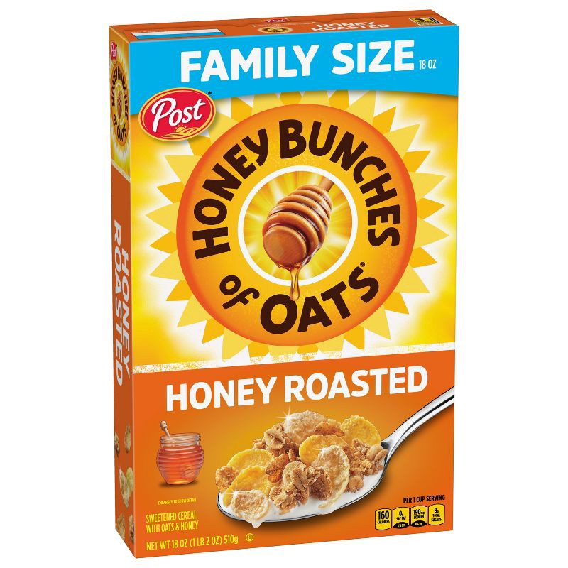 slide 8 of 11, Post Honey Bunches of Oats Honey Roasted Breakfast Cereal - 18oz, 18 oz