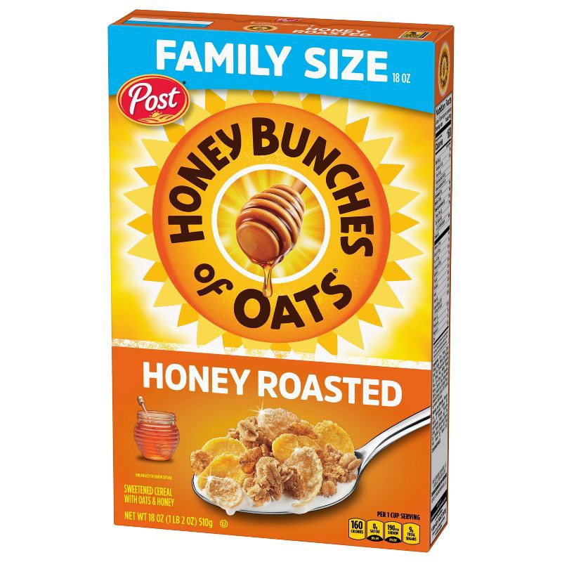 slide 9 of 12, Honey Bunches of Oats Honey Roasted Oat Breakfast Cereal - 18oz - Post, 18 oz