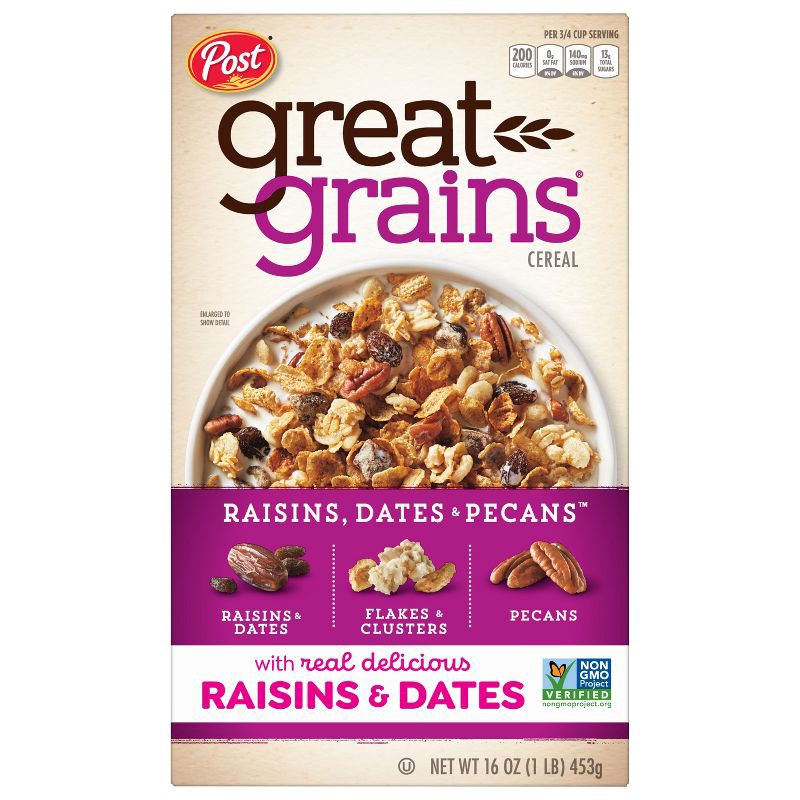 slide 2 of 11, Great Grains Selects Cereal Raisins, Dates and Pecans Breakfast Cereal - 16oz - Post, 16 oz