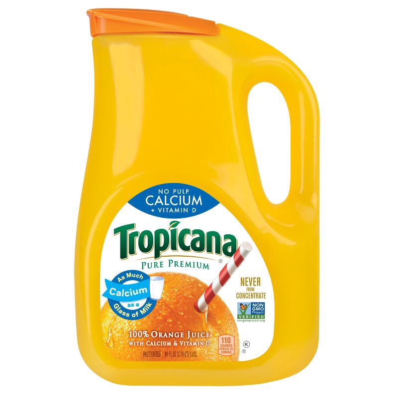slide 1 of 6, Tropicana Pure Premium No Pulp Calcium + Vitamin D Orange Juice - 89 fl oz, 89 fl oz