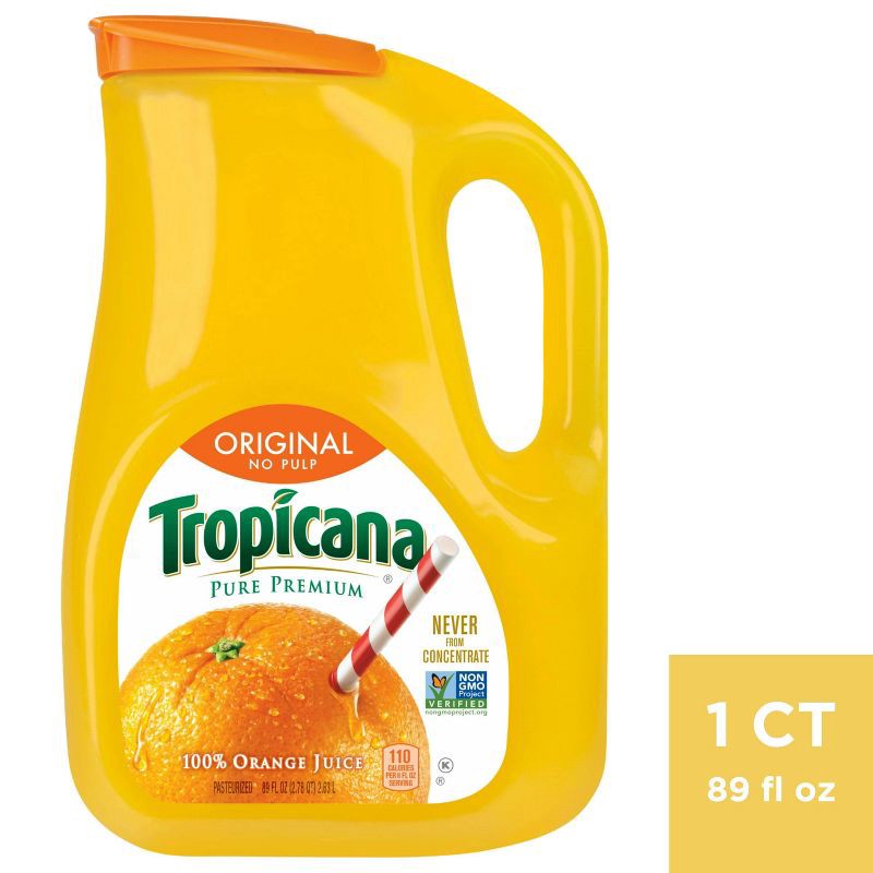 slide 1 of 3, Tropicana Pure Premium No Pulp Orange Juice - 89 fl oz, 89 fl oz