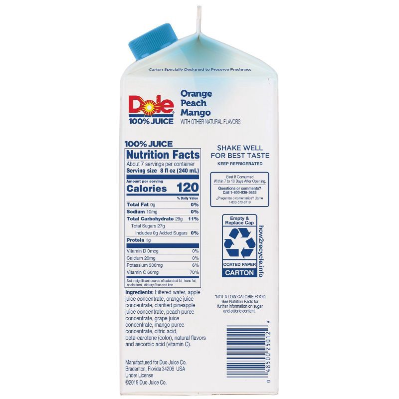 slide 2 of 3, Dole Juice Dole Orange Peach Mango Juice - 59 fl oz, 59 fl oz