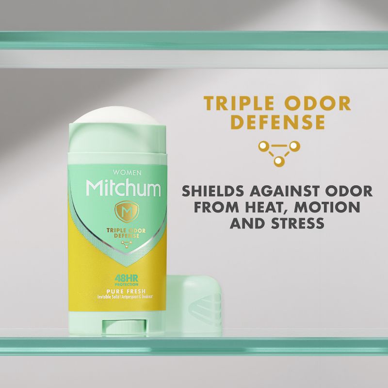 slide 5 of 7, Lady Mitchum Mitchum Women's Triple Odor Defense Antiperspirant & Deodorant Stick - Pure Fresh - 2.7oz, 2.7 oz