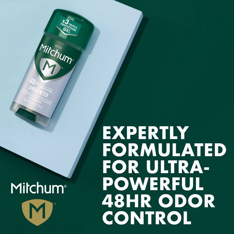 slide 3 of 9, Mitchum Men's Triple Odor Protection Antiperspirant & Deodorant Gel - Unscented - 3.4oz/2pk, 2 ct; 3.4 oz