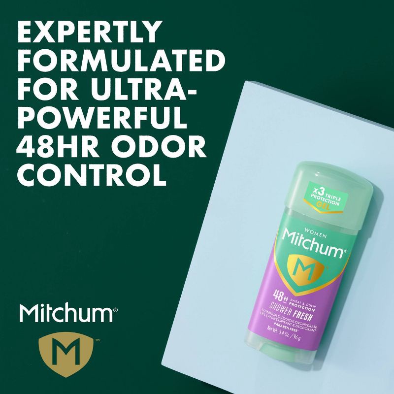 slide 3 of 9, Lady Mitchum Mitchum Women's Triple Odor Protection Antiperspirant & Deodorant Gel - Shower Fresh - 3.4oz/2pk, 2 ct; 3.4 oz