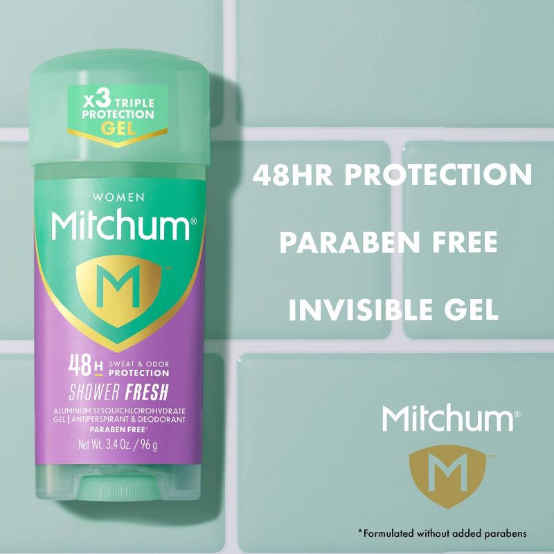 slide 4 of 9, Lady Mitchum Mitchum Women's Triple Odor Protection Antiperspirant & Deodorant Gel - Shower Fresh - 3.4oz/2pk, 2 ct; 3.4 oz
