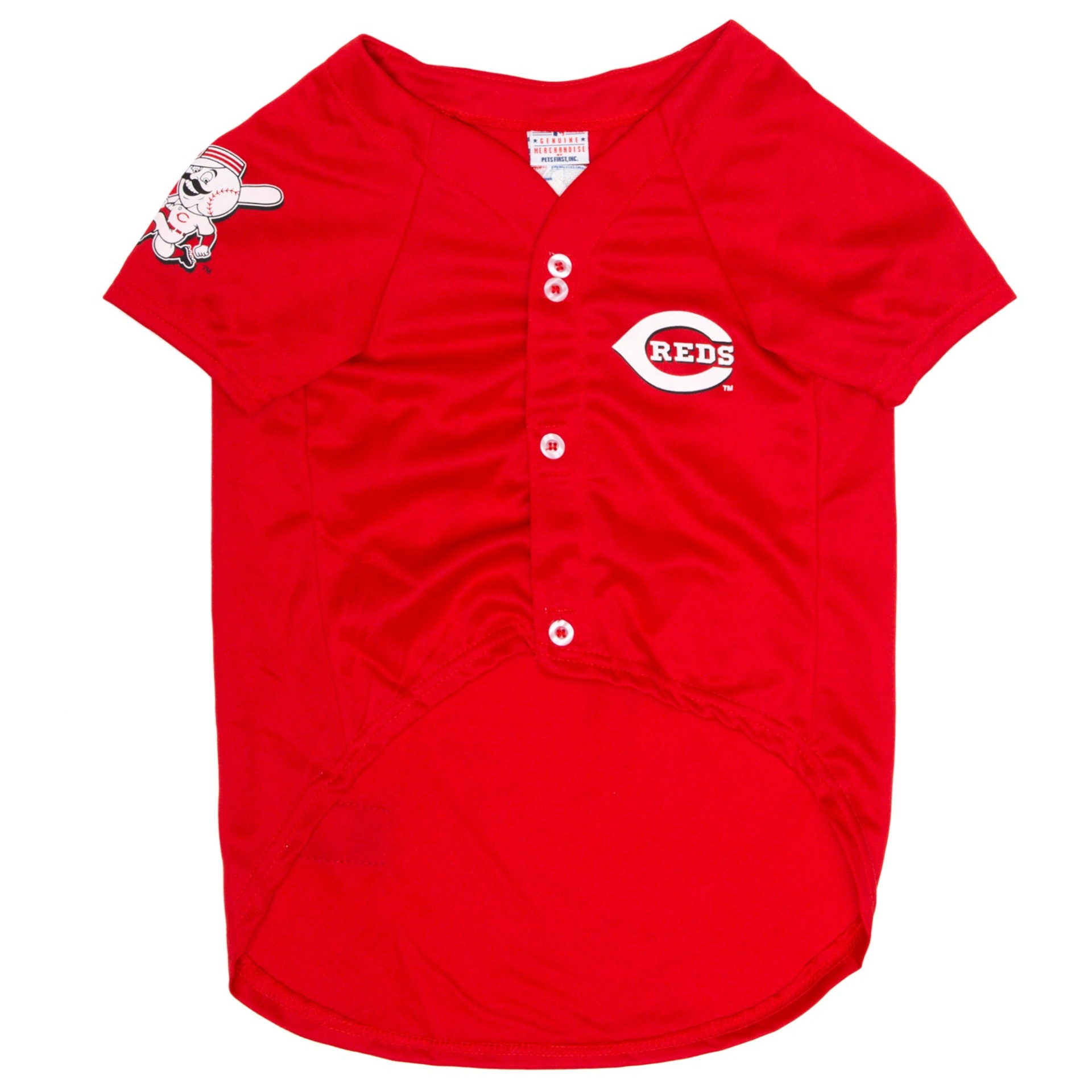 slide 1 of 1, Pets First Official MLB Cincinnati Reds Mesh Jersey, LG