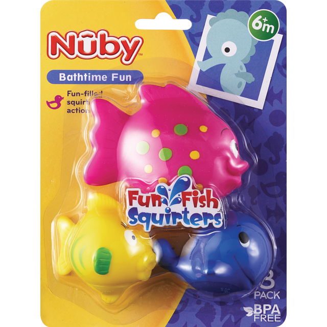 slide 1 of 1, Nuby Fun Fish Bath Squirters, 3 ct