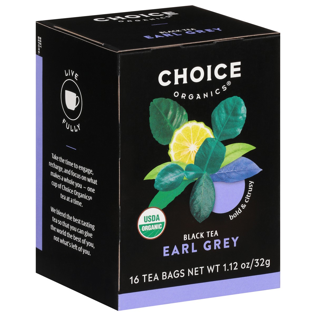 slide 9 of 9, Choice Organics Earl Grey Tea, Contains Caffeine, Black Tea Bags, 16 Count, 16 ct