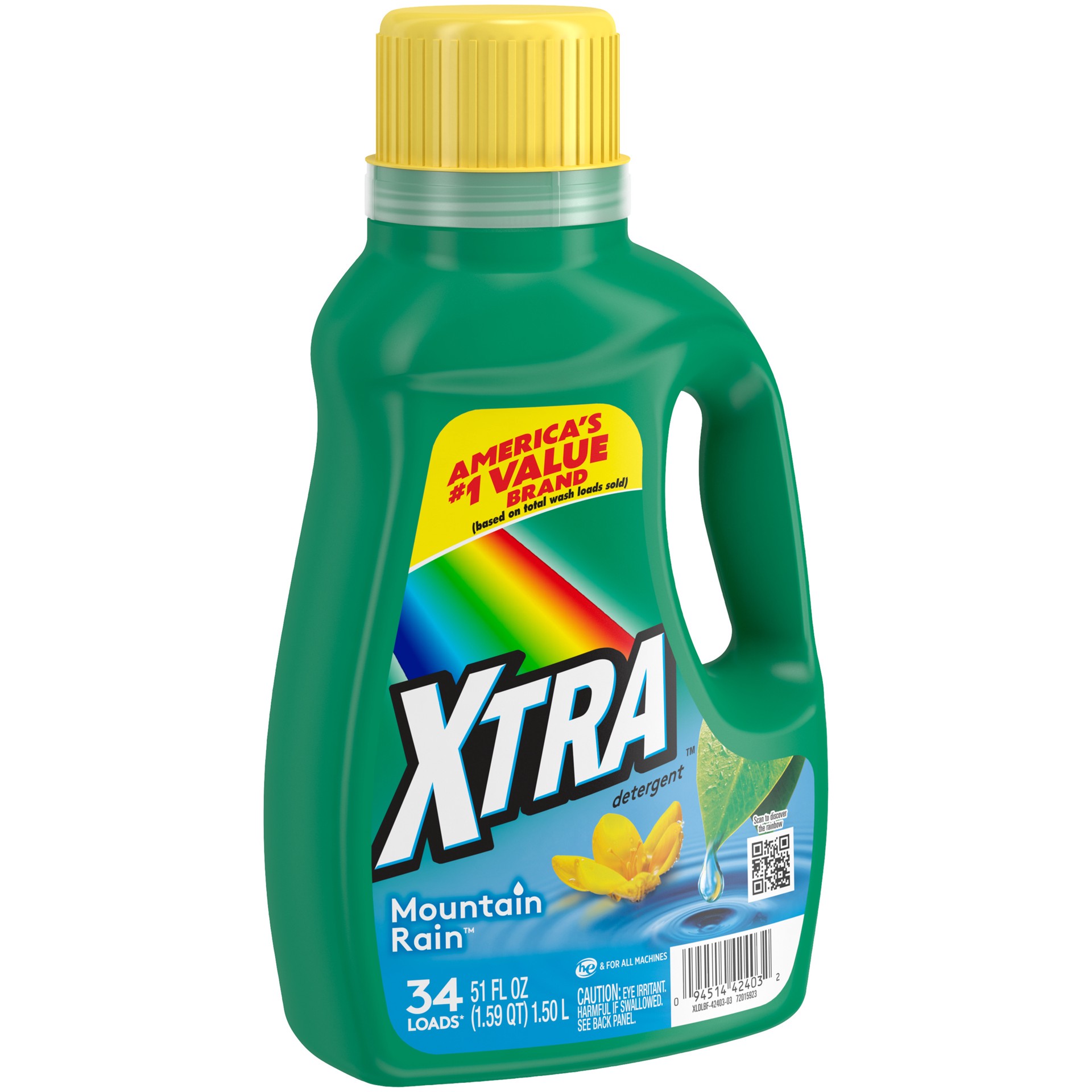 slide 4 of 5, Xtra Liquid Laundry Detergent, Mountain Rain, 51oz, 51 fl oz