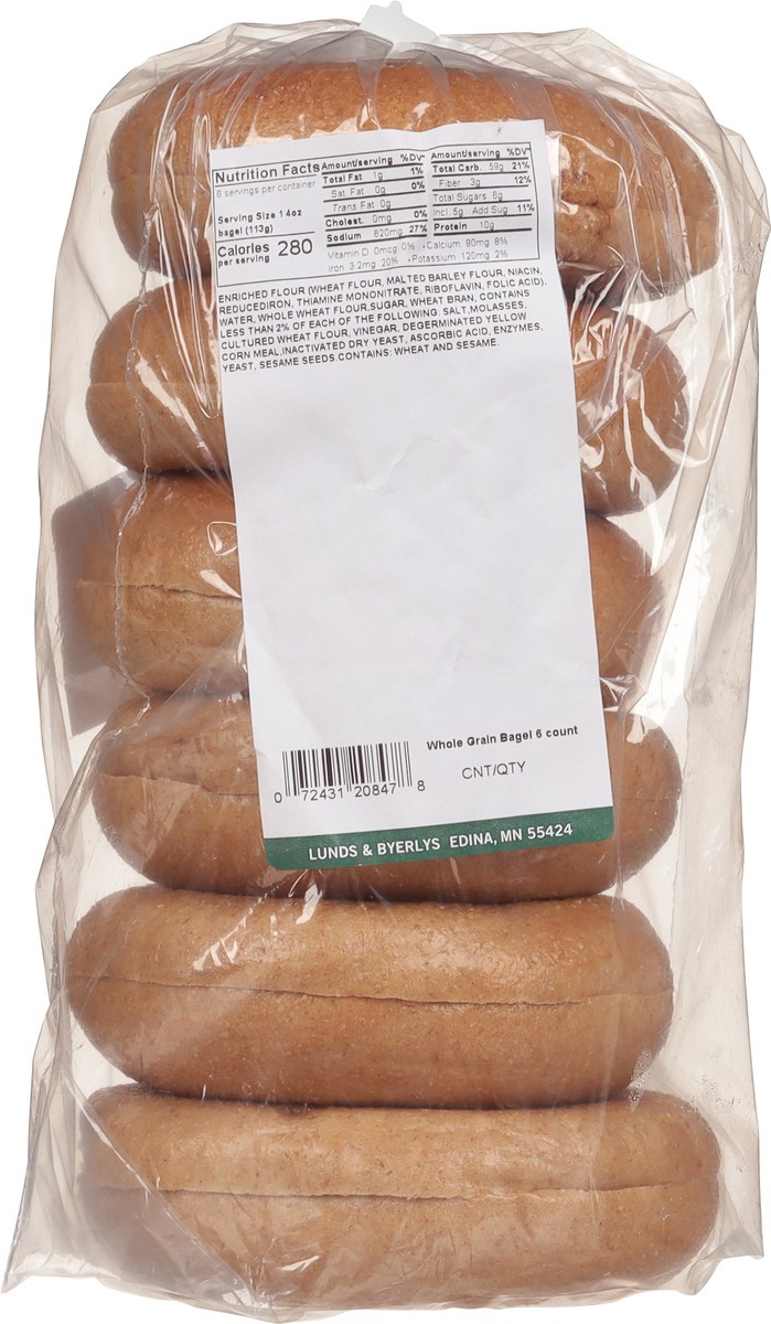 slide 2 of 14, Lunds & Byerlys Whole Grain Bagels 6 ea, 6 ct