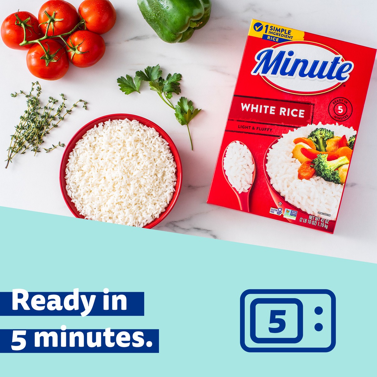 slide 6 of 11, Minute Rice, White, Light & Fluffy, 42 oz