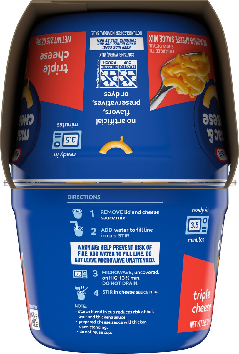 slide 7 of 9, Kraft Triple Cheese Mac & Cheese Macaroni and Cheese Dinner, 4 ct Pack, 2.05 oz Cups, 4 ct