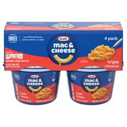 Kraft Triple Cheese Mac & Cheese Macaroni and Cheese Dinner, 4 ct Pack, 2.05 oz Cups