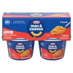 Kraft Triple Cheese Mac & Cheese Macaroni and Cheese Dinner, 4 ct Pack, 2.05 oz Cups