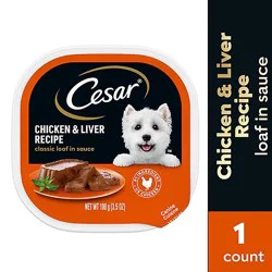 Cesar Classic Loaf In Sauce Chicken & Liver Recipe Soft Wet Dog Food - 3.5 Oz