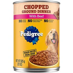 Pedigree Chopped Ground Dinner Beef Flavor Adult Canned Soft Wet Dog Food - 22 Oz