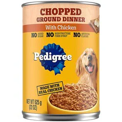 Pedigree Chopped Ground Dinner Chicken Flavor Adult Canned Soft Wet Dog Food - 22 Oz