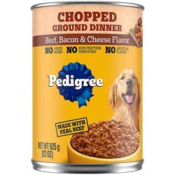 Pedigree Chopped Ground Dinner Beef Bacon & Cheese Flavor Adult Canned Soft Wet Dog Food - 22 Oz