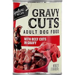 Signature Pet Care Dog Food Gravy Cuts Adult With Beef Cuts In Gravy Can - 22 Oz