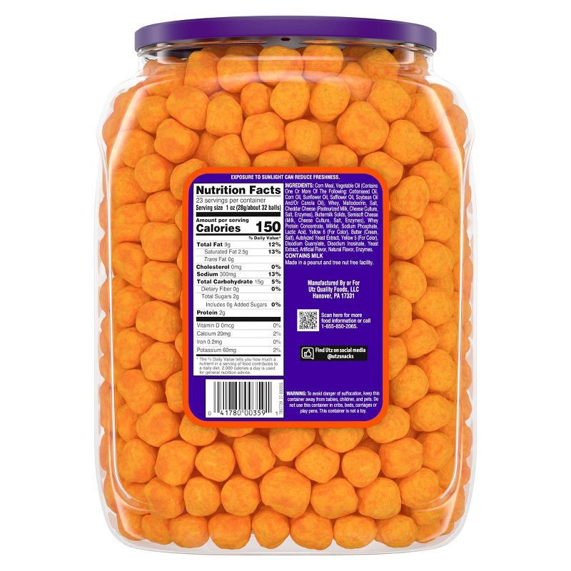 slide 2 of 17, Utz Cheese Balls Barrel - 23oz, 23 oz
