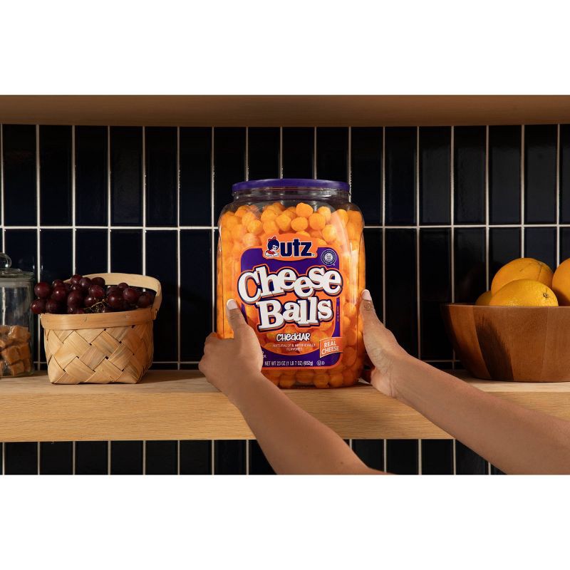 slide 7 of 17, Utz Cheese Balls Barrel - 23oz, 23 oz