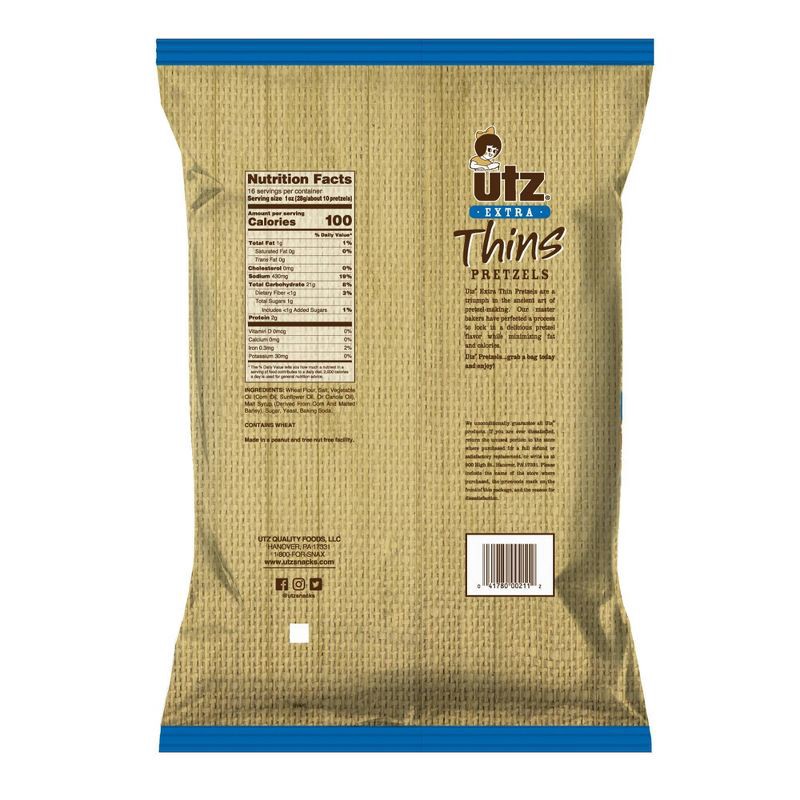 slide 2 of 5, Utz Extra Thin Pretzels - 16oz, 16 oz
