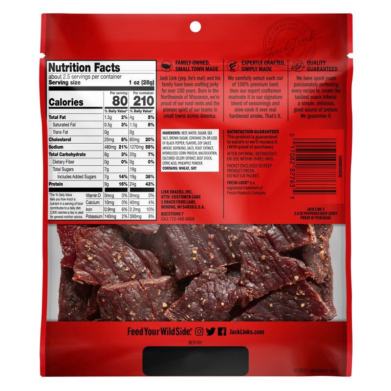 slide 2 of 6, Jack Link's Peppered Beef Jerky - 2.6oz, 2.6 oz