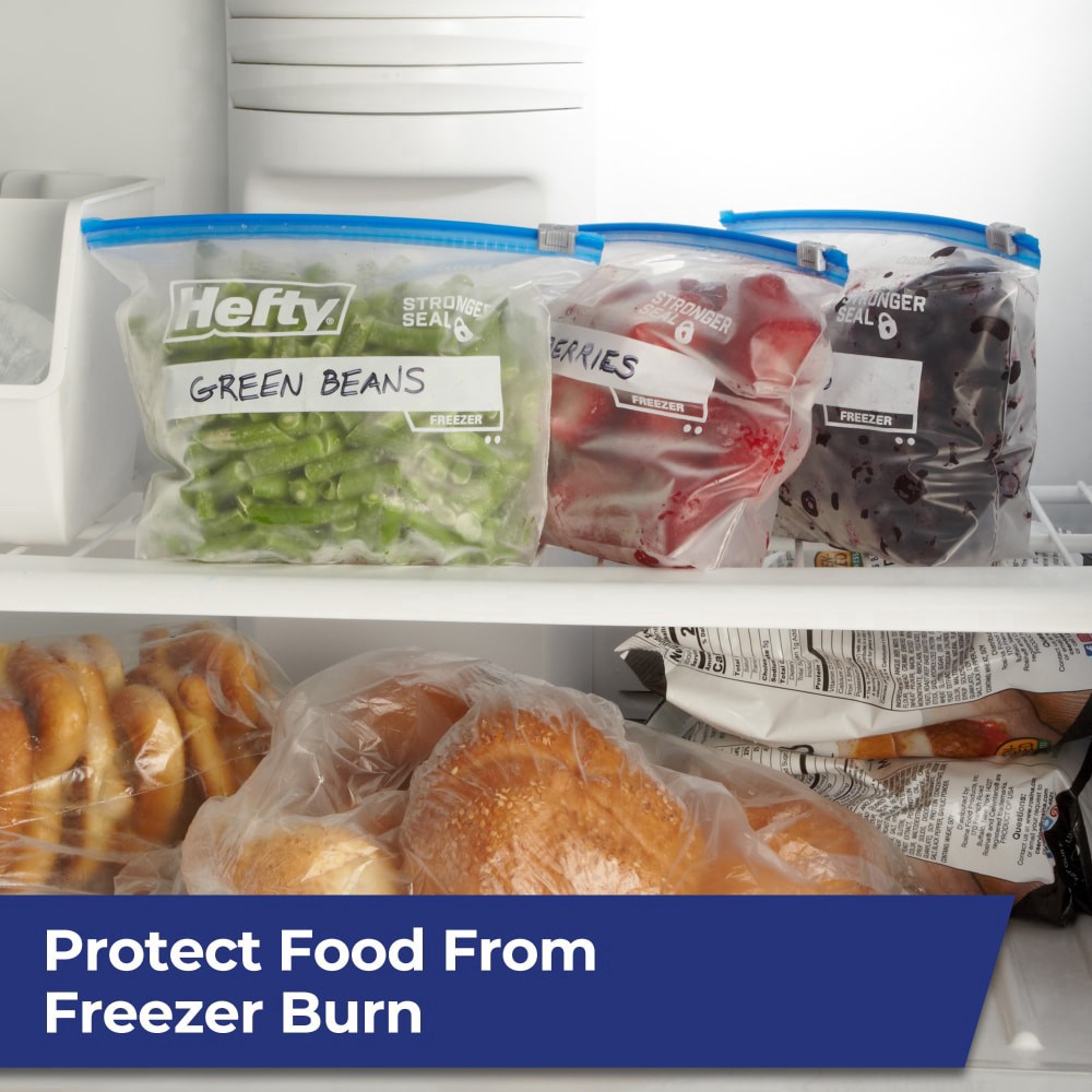 slide 2 of 4, Hefty Freezer Quart Slider Bags Mega Pack 74 Bags, 74 ct