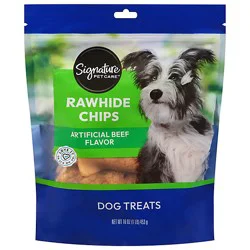 Signature Pet Care Dog Treat Rawhide Chips Beef Basted - 16 Oz