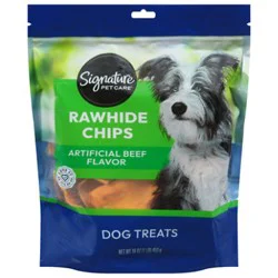 Signature Pet Care Dog Treat Rawhide Chips Beef Basted - 16 Oz