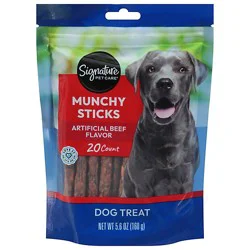 Signature Pet Care Dog Treat Munchy Sticks Beef Basted - 20 Count