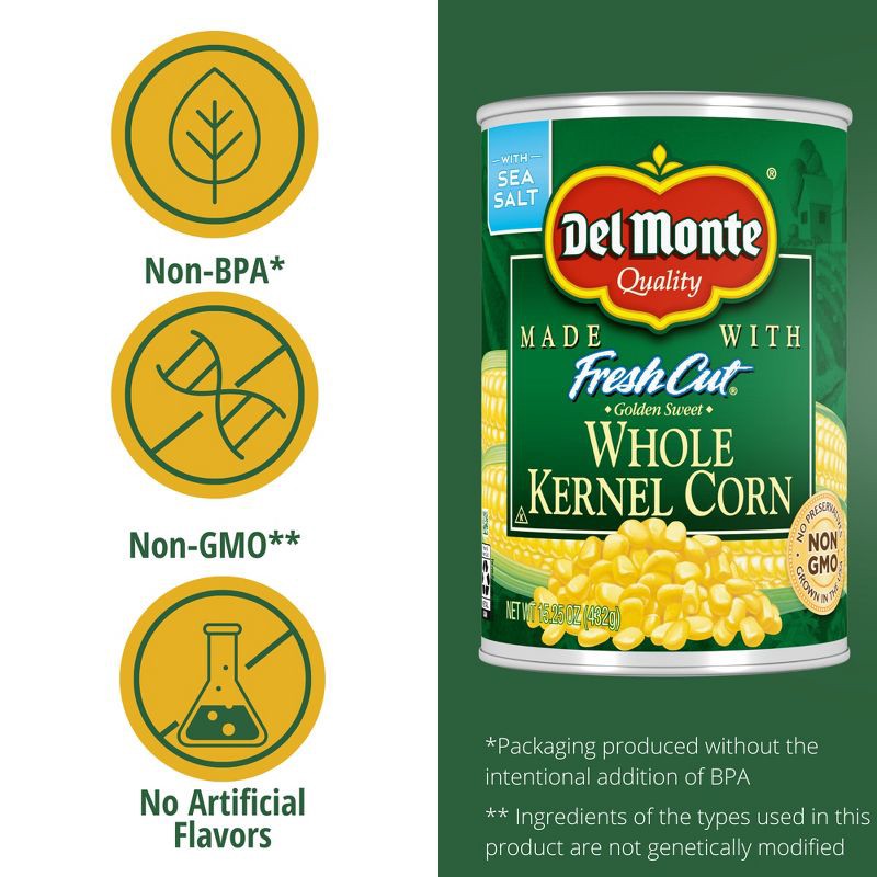 slide 2 of 6, Del Monte Golden Sweet Whole Kernel Corn - 15.25oz, 15.25 oz
