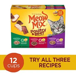 Meow Mix Tender Favorites Cat Food Cups Poultry & Beef Variety Pack Box - 12-2.75 Oz