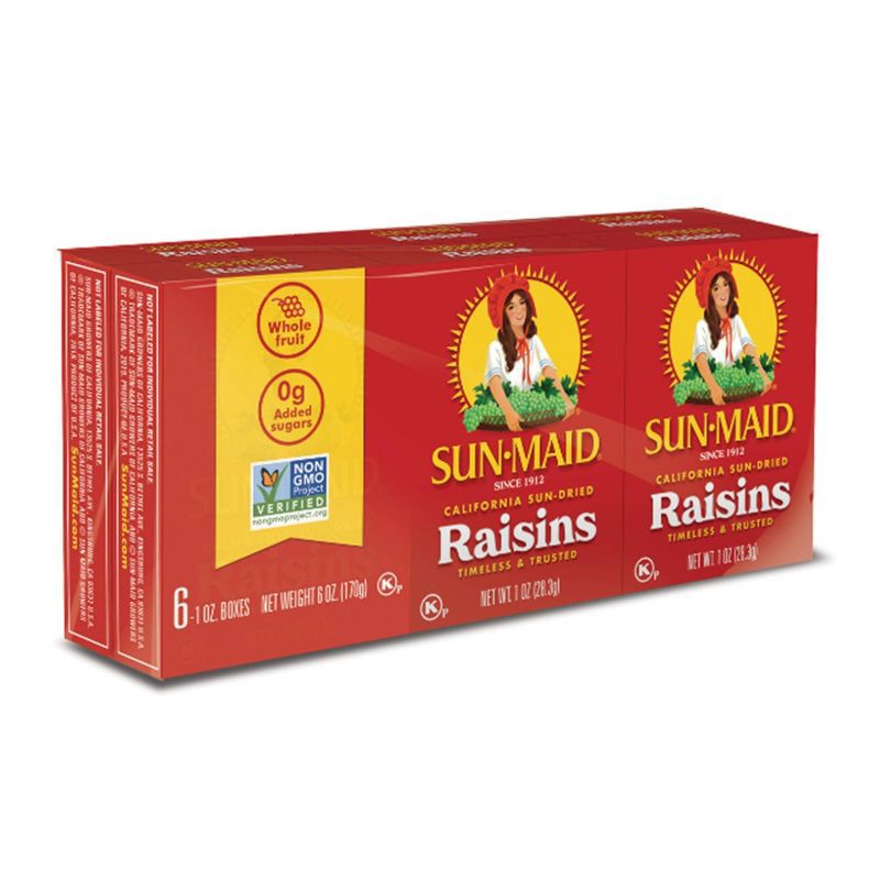 slide 3 of 10, Sun-Maid California Sun-Dried Raisins - 1oz / 6ct, 1 oz, 6 ct