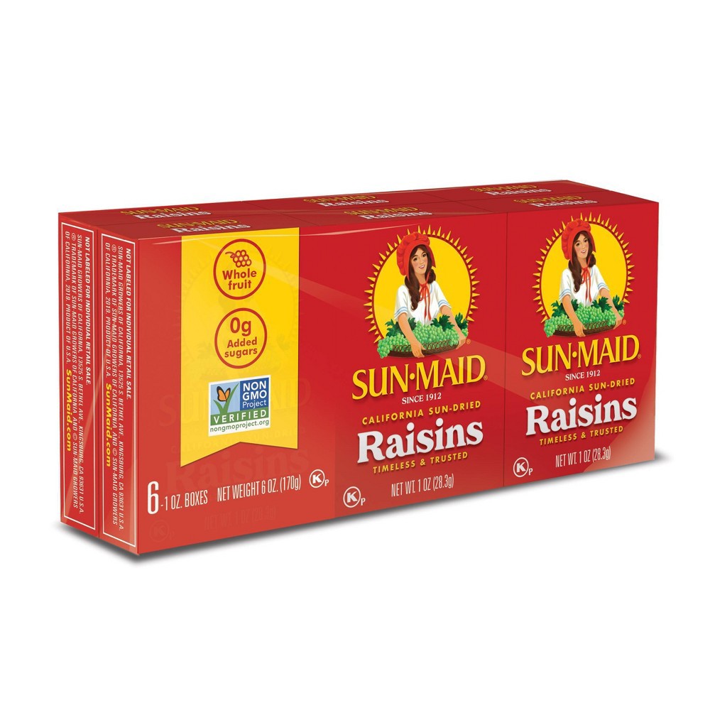 slide 5 of 11, Sun-Maid Sun-Dried Raisins 6 - 1 oz Boxes, 6 ct; 1 oz