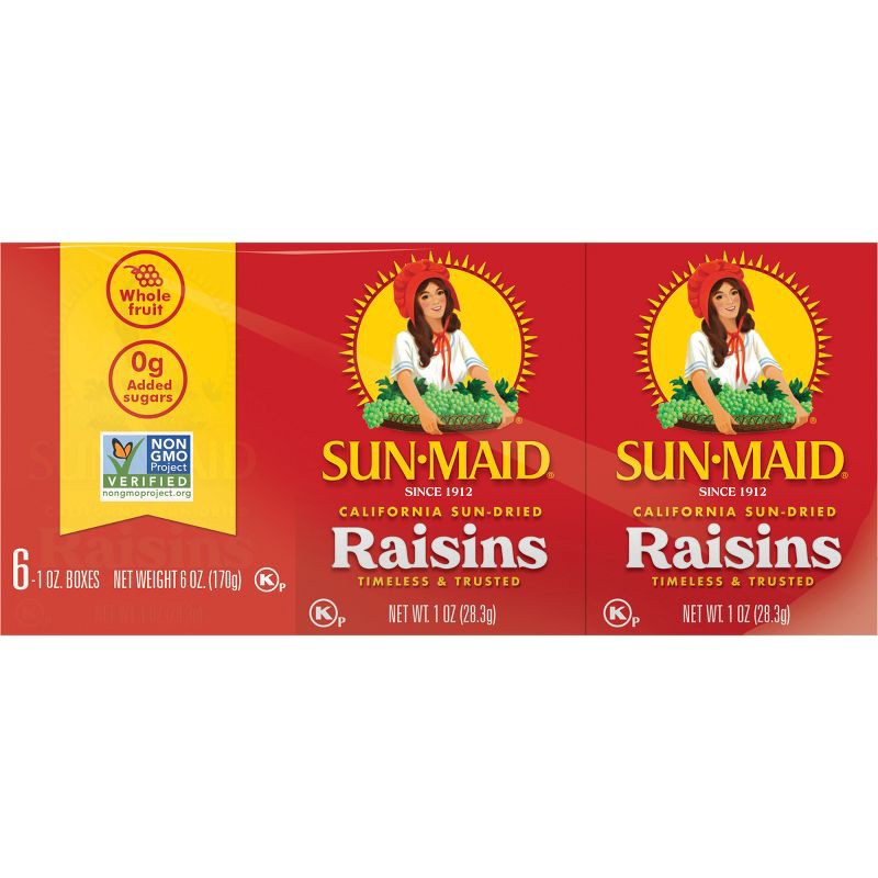 slide 1 of 8, Sun-Maid California Sun-Dried Raisins - 1oz/6ct, 1 oz, 6 ct