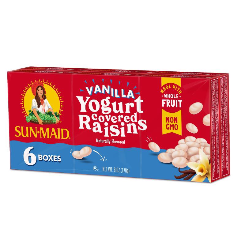 slide 4 of 11, Sun-Maid Vanilla Yogurt Covered Raisins - 1oz / 6ct, 1 oz, 6 ct