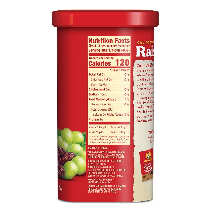slide 2 of 6, Sun-Maid California Sun-Dried Raisins Canister - 20oz, 20 oz