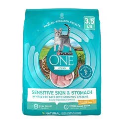 Purina One Sensitive Skin And Stomach Formula Real Turkey Dry Cat Food - 3.5 Lbs