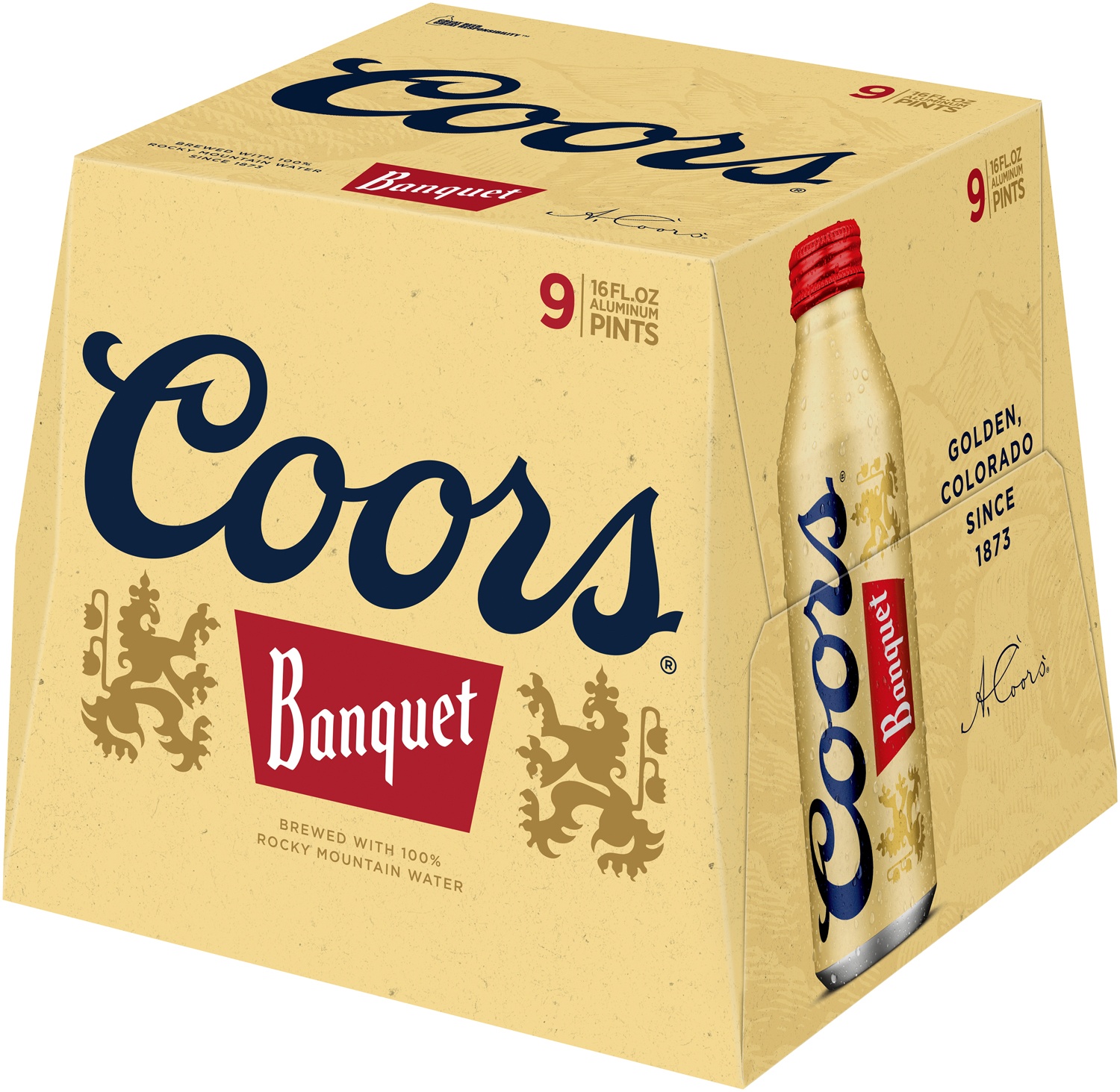 slide 2 of 6, Coors Banquet Lager Beer, 5% ABV, 9-pack, 16-oz beer bottles, 9 ct; 16 fl oz