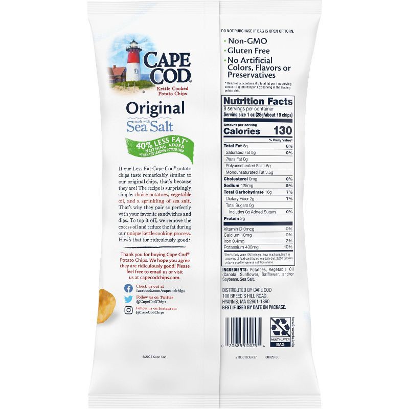slide 2 of 7, Cape Cod Potato Chips Less Fat Original Kettle Chips - 8oz, 8 oz