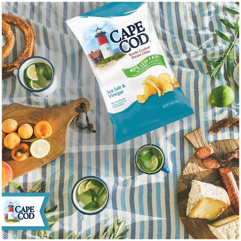 slide 3 of 8, Cape Cod Potato Chips Less Fat Sea Salt & Vinegar Kettle Chips - 7.5oz, 7.5 oz