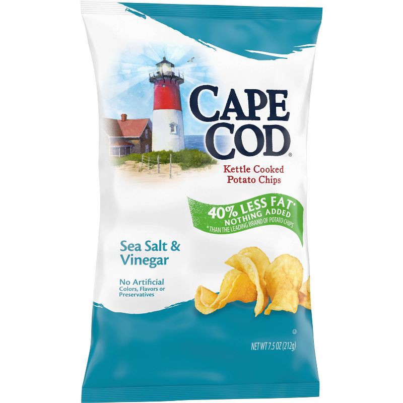 slide 5 of 8, Cape Cod Potato Chips Less Fat Sea Salt & Vinegar Kettle Chips - 7.5oz, 7.5 oz